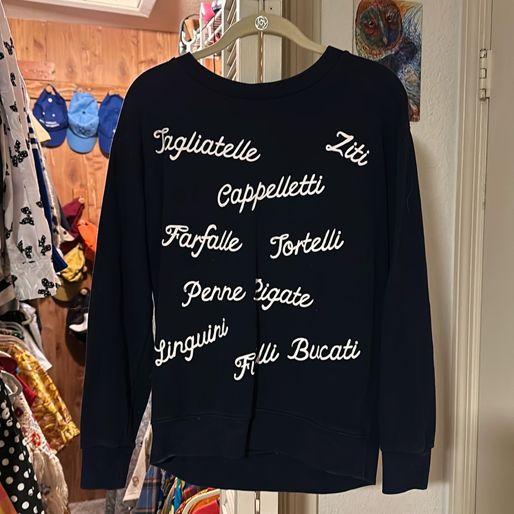 J. Crew pasta sweatshirt!
